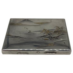 K. Uyeda Antique Japanese 950 Sterling Silver Mixed Metal Compact
