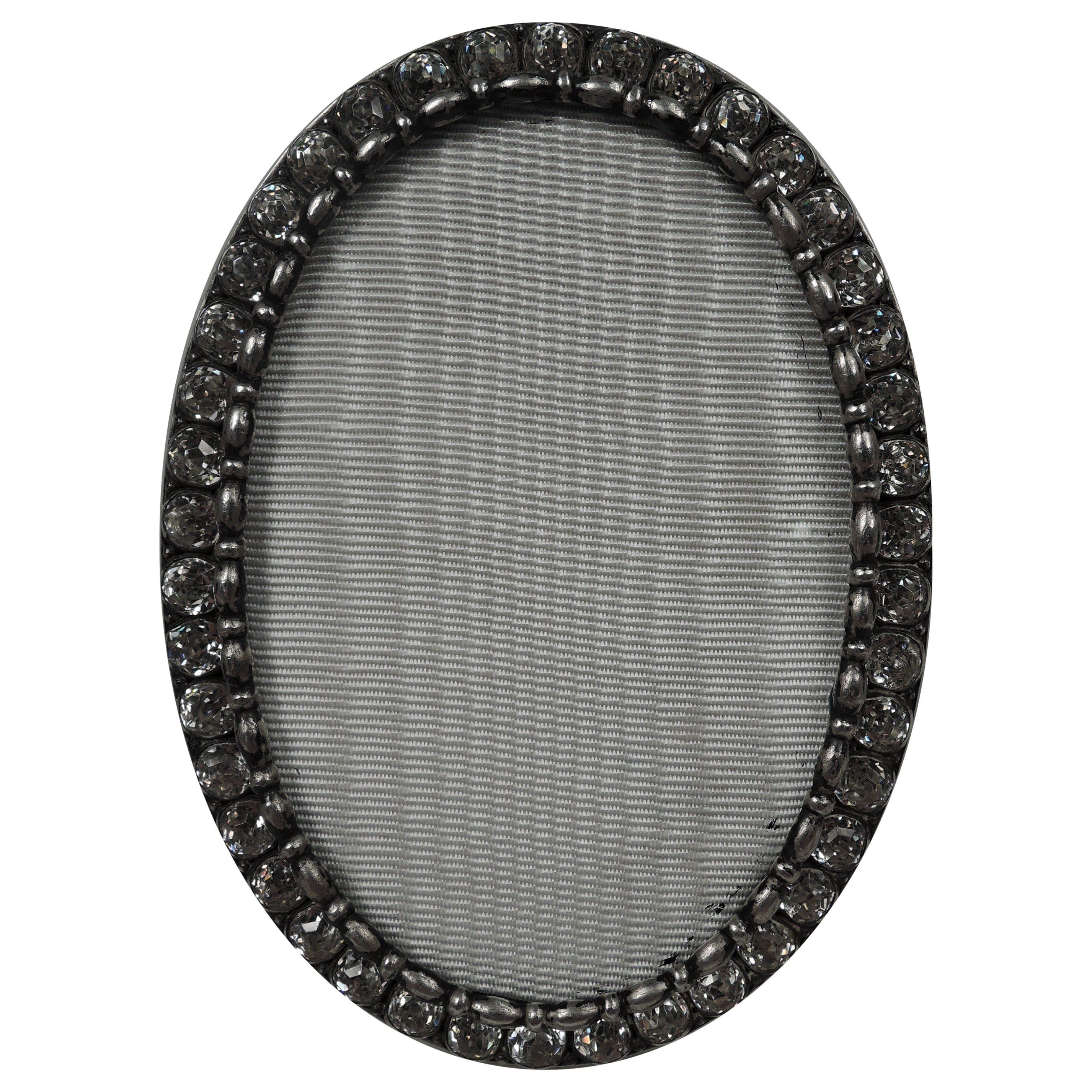 Victorian Classical Sterling Silver Jeweled Oval Picture Frame For Sale