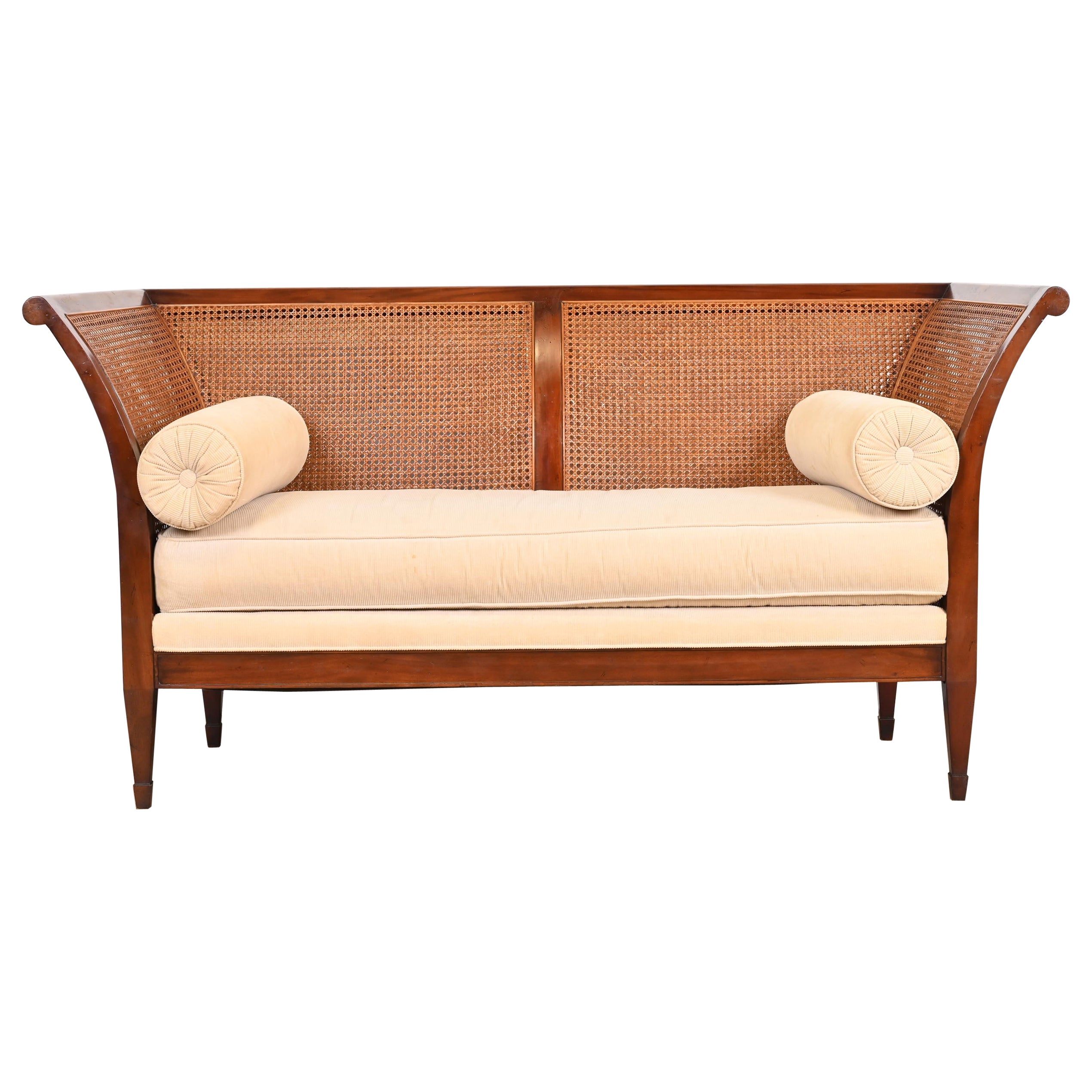Baker Furniture Regency Mahogany and Cane Settee