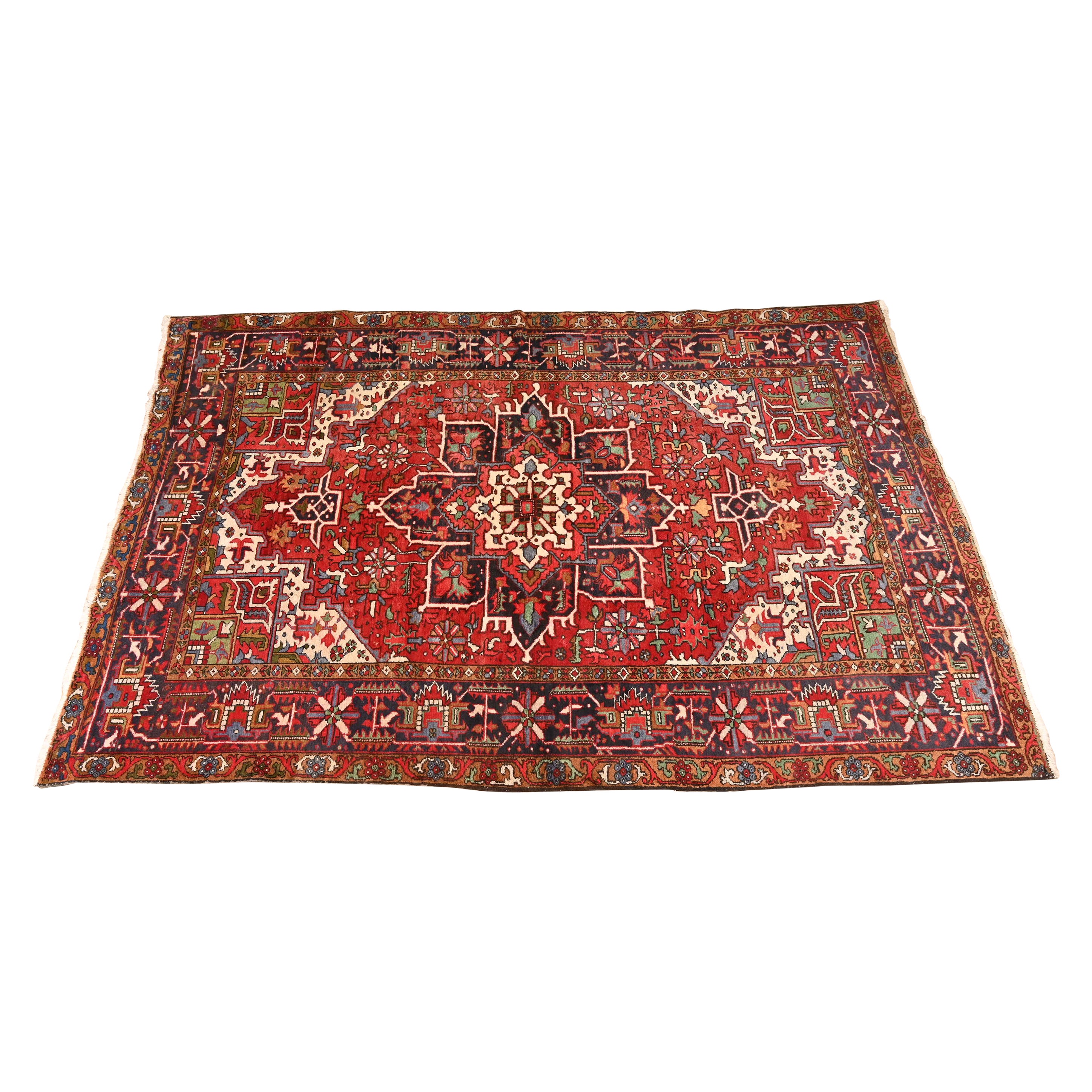 Vintage Hand-Knotted Persian Heriz Room Size Rug For Sale