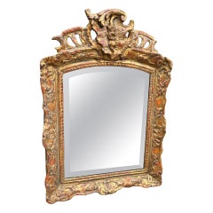 Regence to Louis XV Transitional Style Giltwood Mirror with Bow Arch