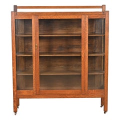 Vintage Stickley Brothers Style Mission Oak Arts and Crafts Bookcase, Circa 1900