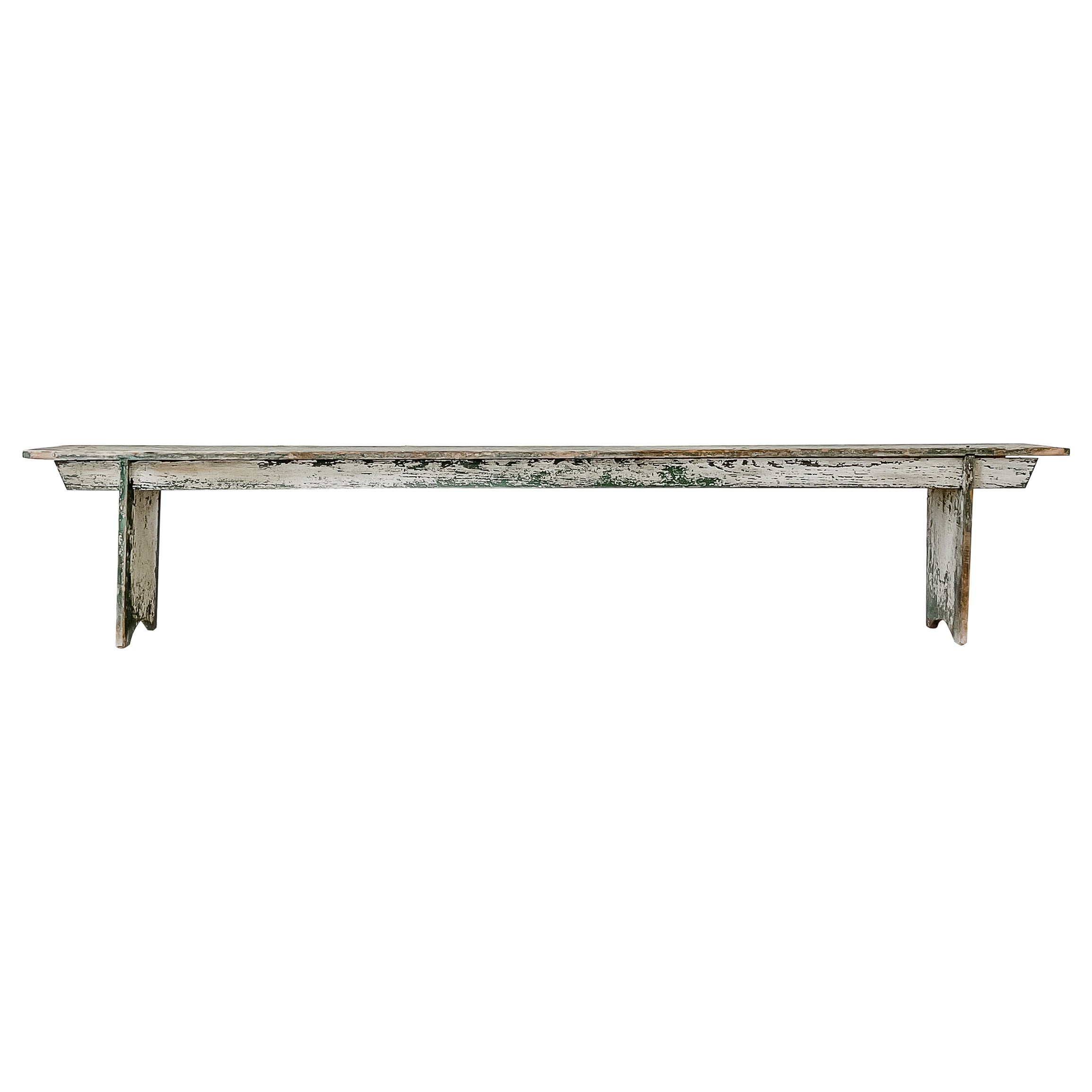 Antique Primitive Green Bench