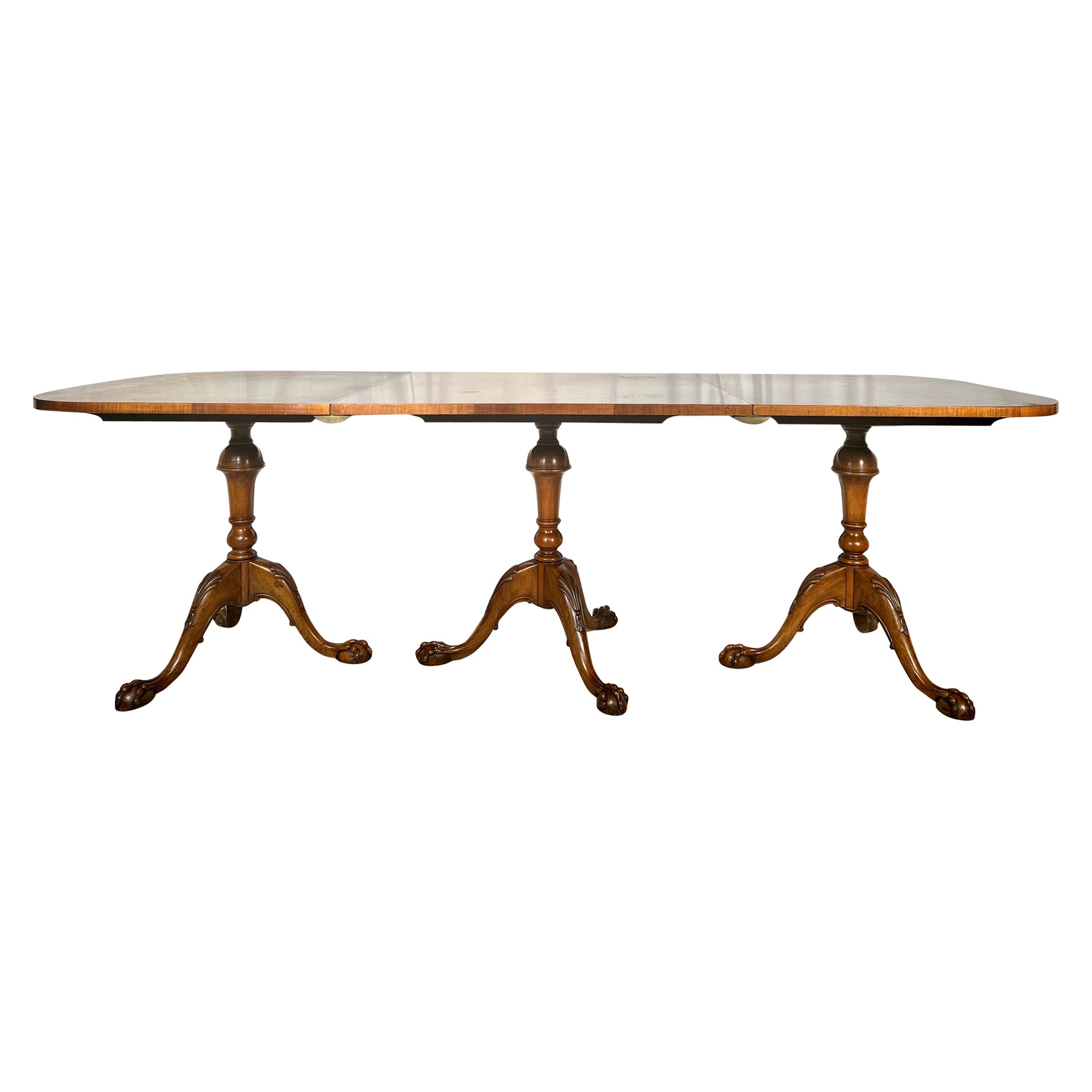 Antique English Burl Walnut Dining Table circa 1890 For Sale