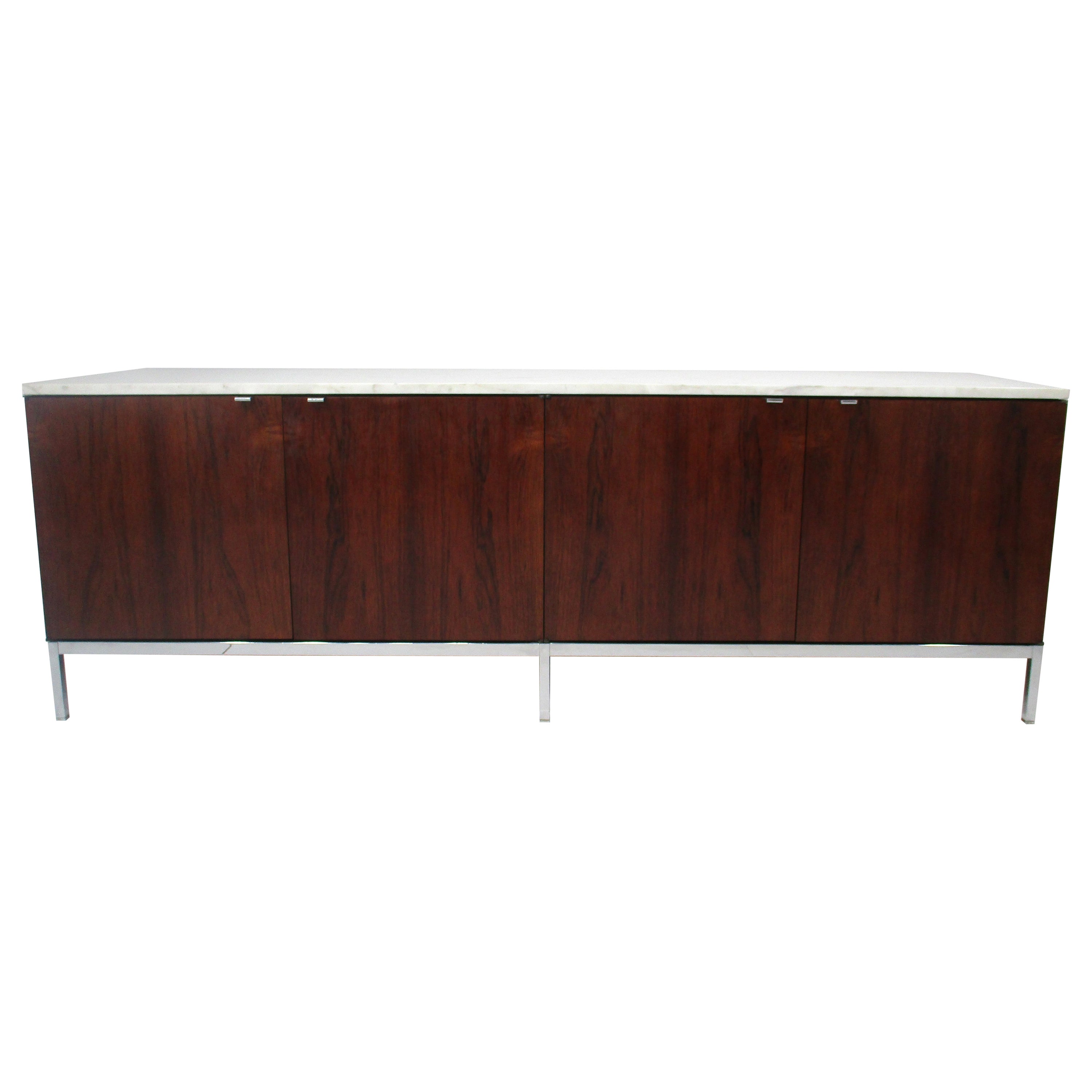 Florence Knoll Rosewood and Marble Credenza for Knoll
