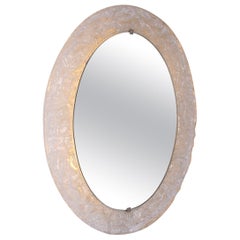 Oval Bathroom Wall Mirror with Lighting and Plexiglass Edge by Hillebrand