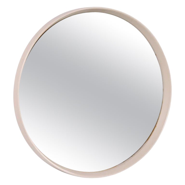 Vintage Large Round Mirror with White Edge, 1960s For Sale