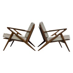 Mid-Century Modern Styled Handcrafted Walnut Lounge Chairs, a Pair