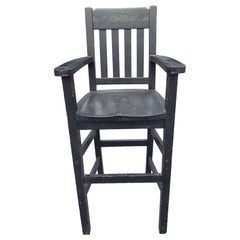 Used 1900s Heywood Brothers and Wakefield Co Ebonized and Decorated Youth High Chair
