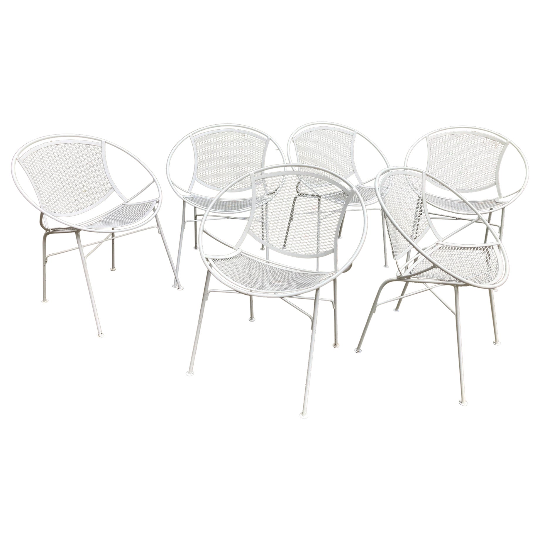 mid century modern salterini radar chairs in white - set of 6 For Sale