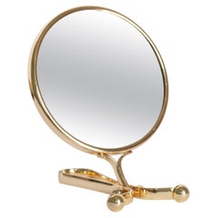 Mid Century Gold Decorative Table Mirror in Metal Frame, Italy, 1960s