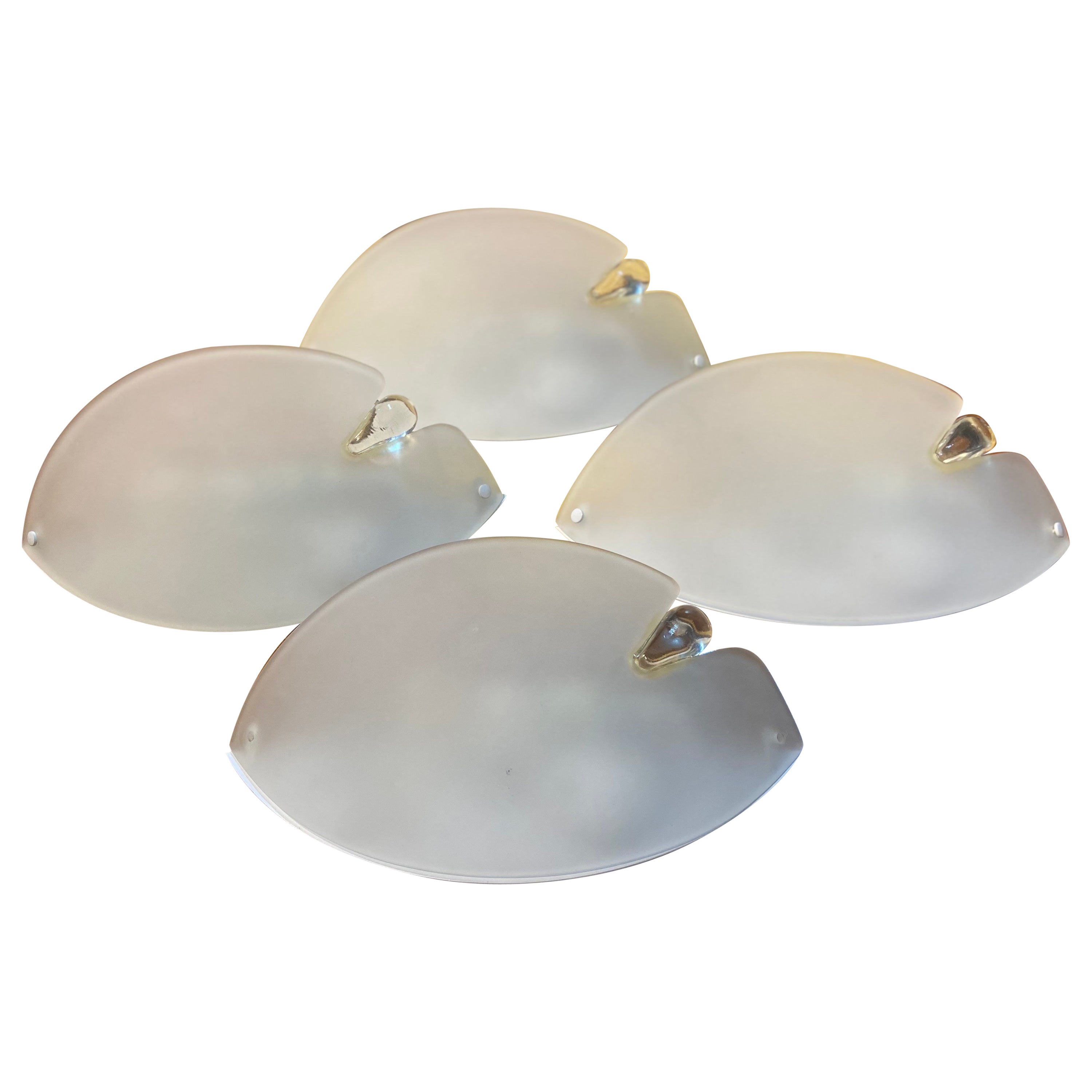 Four Italian Modern Wall Lights Hand Crafted Smoked Murano Glass By AV Mazzega For Sale