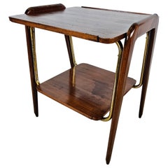 Tavolino da salotto Art Decò in teak e ottone