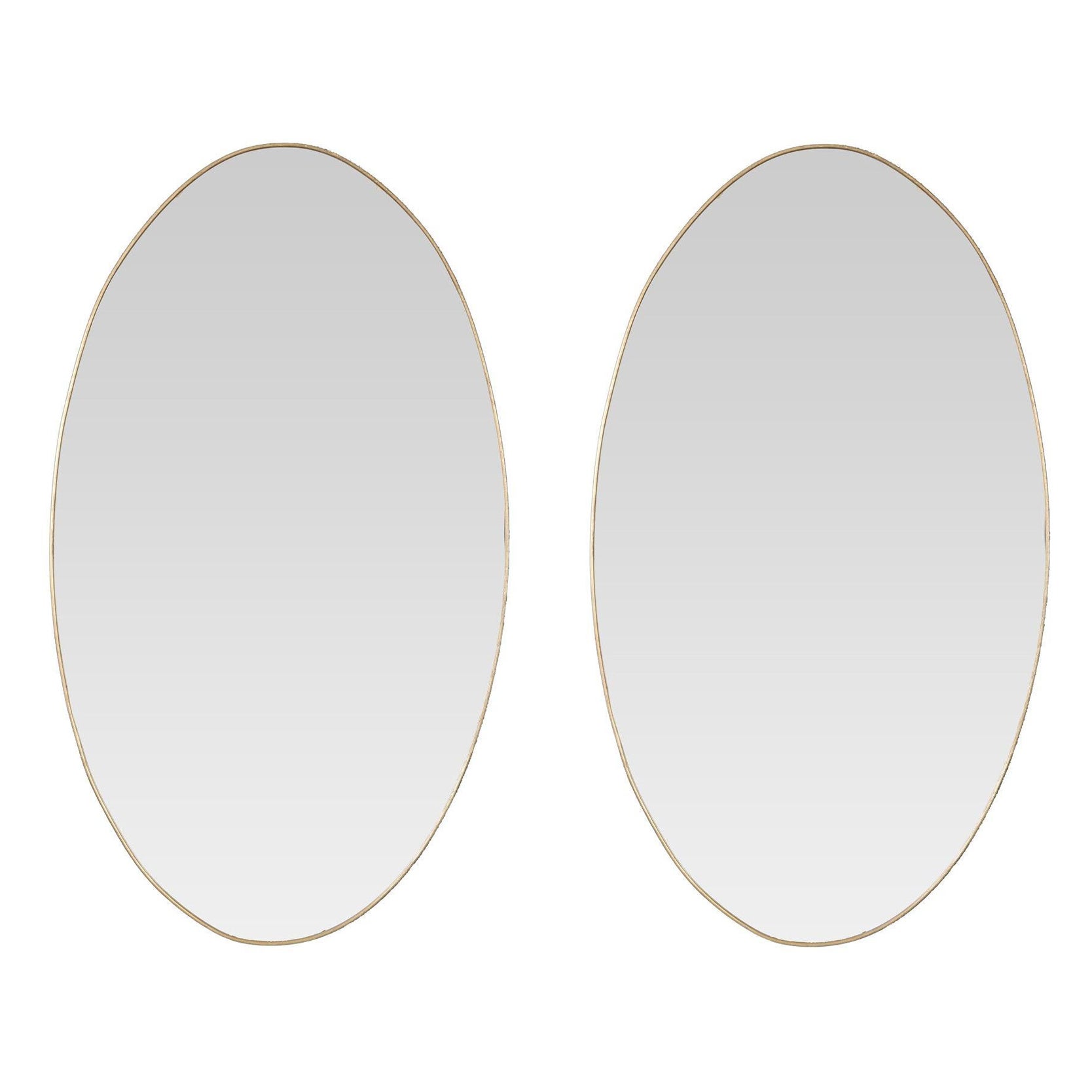 Pair Italian Brass Oval Mirrors