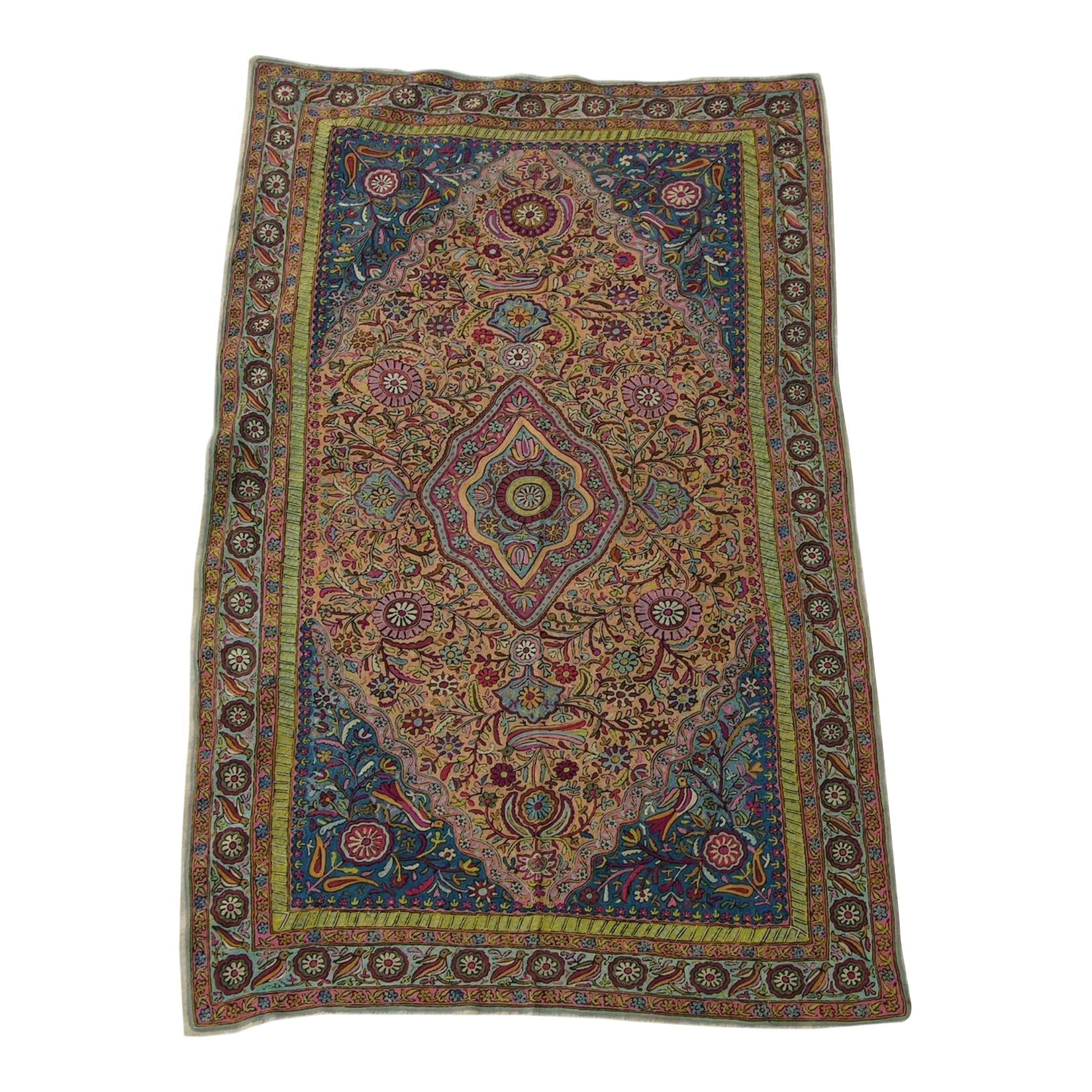 Early 20th Century Vintage Kashmire Rug For Sale