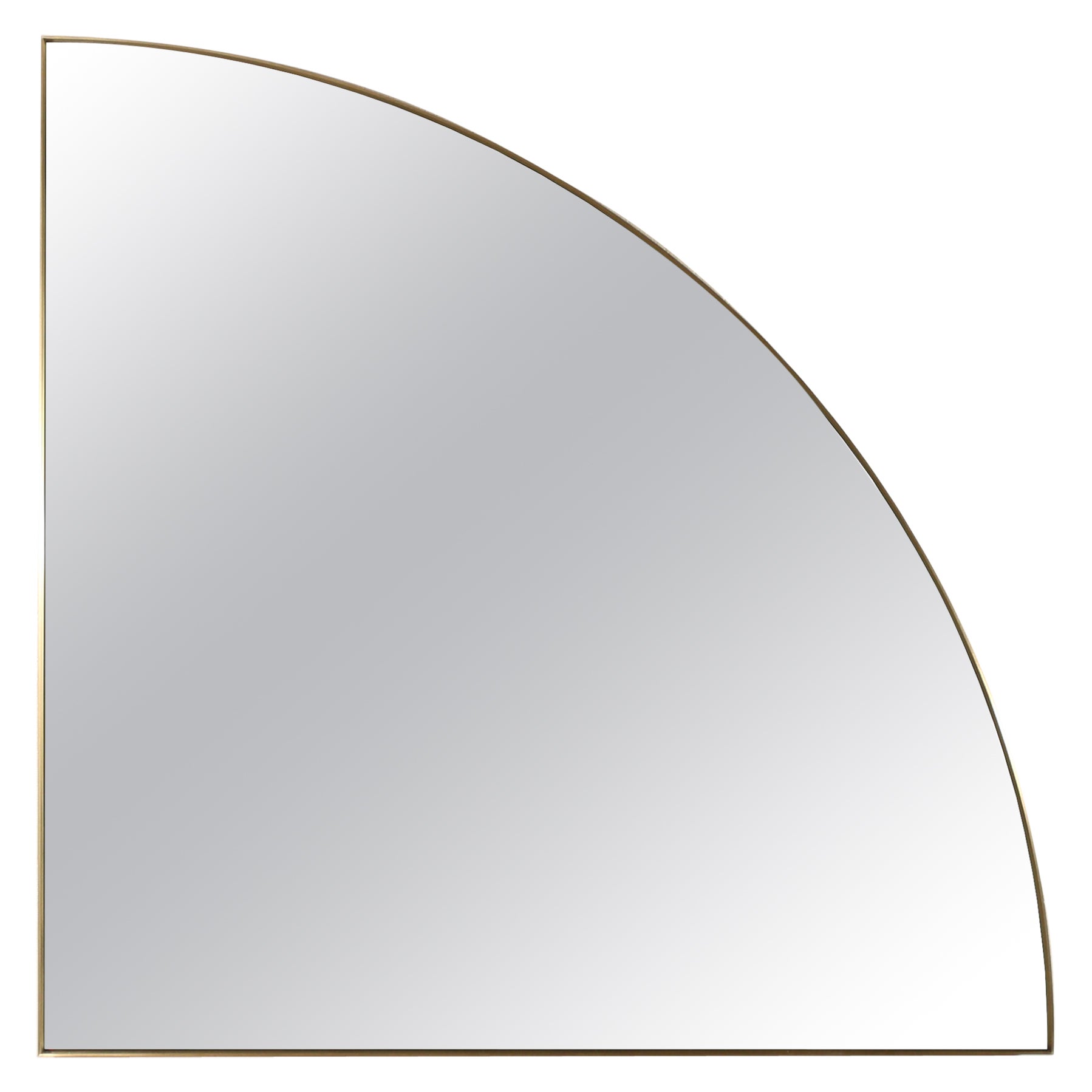 Quarter Handmade Satin Brass and Glass Mirror by Laylo Studio For Sale