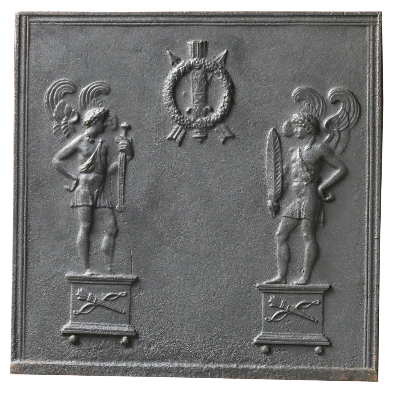 Plaque de cheminée / crédence néoclassique française ancienne, 18e - 19e siècle