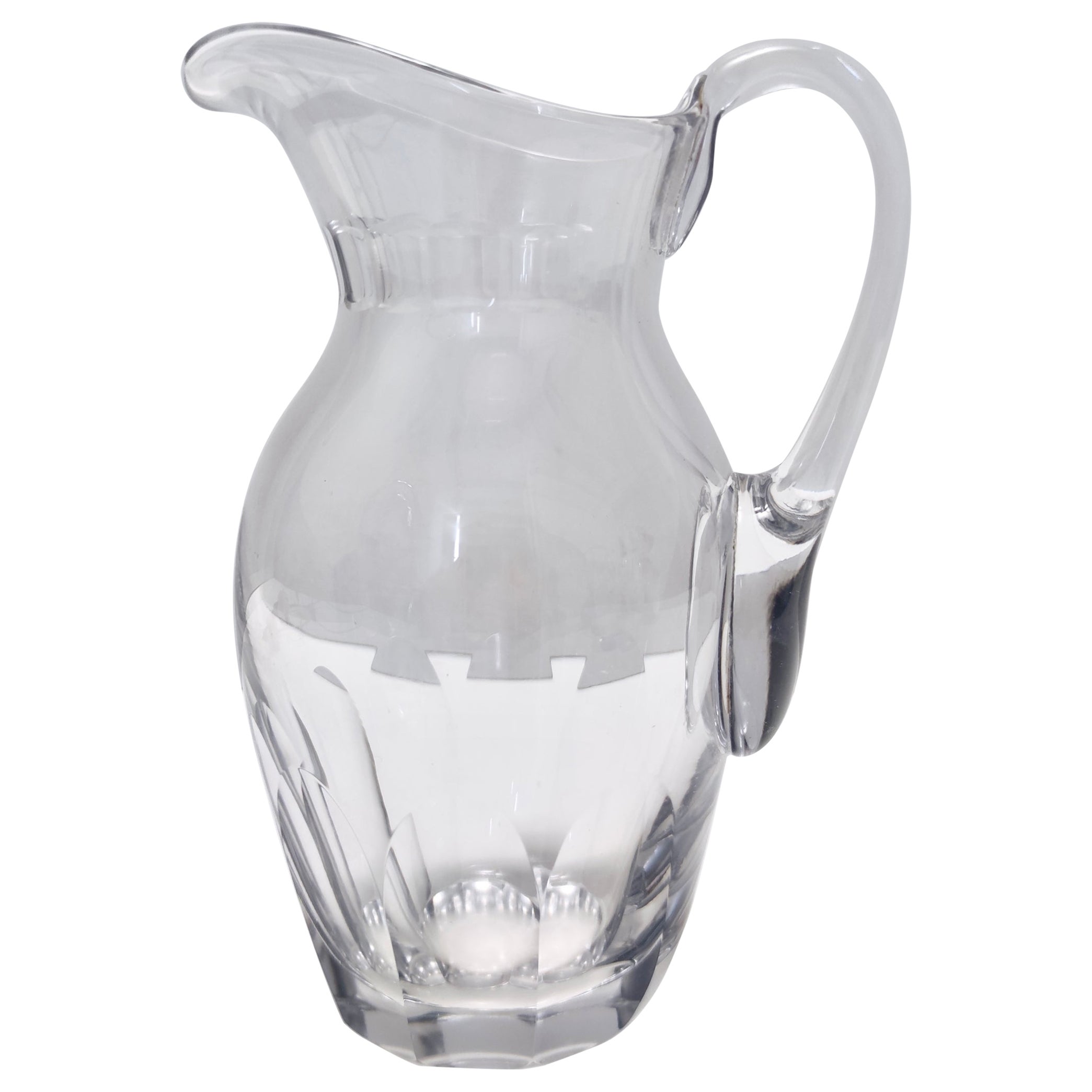 Vintage Transparent Crystal Pitcher Ascribable to Baccarat