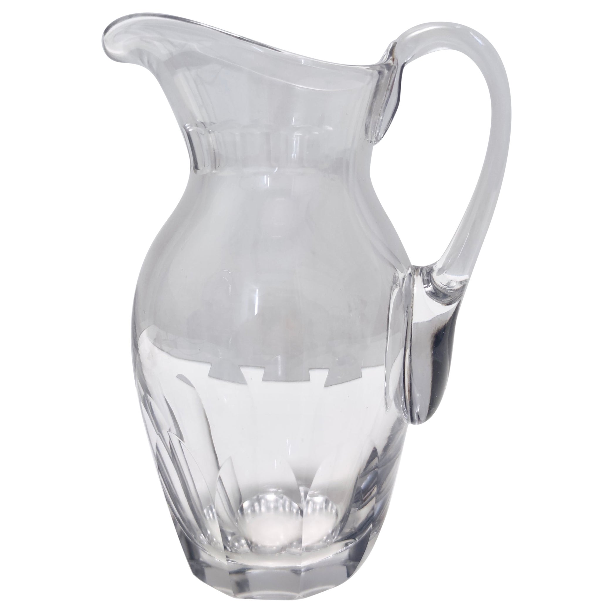 Vintage Transparent Crystal Pitcher Attr. to Baccarat