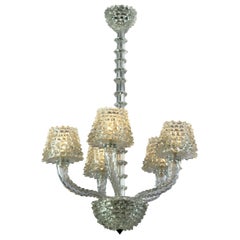 Spectacular Art Deco Rostrato Murano Glass Chandelier by Ercole Barovier, 1940