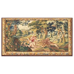 "Charming 19th Century Aubusson Tapestry Decorated With A Wolf Hunt - N° 872"
