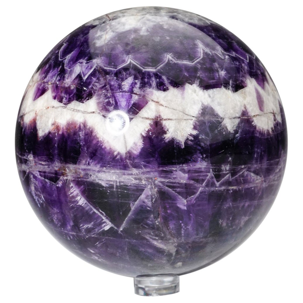 Polished Chevron Amethyst Sphere from Brazil (3.75", 2.6 lbs) For Sale
