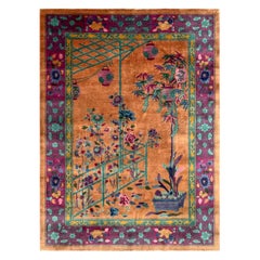 Antike Art Deco Chinese Oriental Rug, wunderbare Gold 8'9" x 11'8" #17432