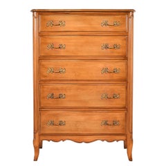 French Provincial Louis XV Highboy Dresser by Davis Cabinet Co., 1950s