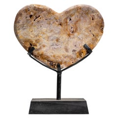Genuine Polished Strawberry Quartz Heart on Metal Stand (5.1 lbs)