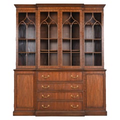 Kittinger Georgian Carved Mahogany Breakfront Bookcase Cabinet