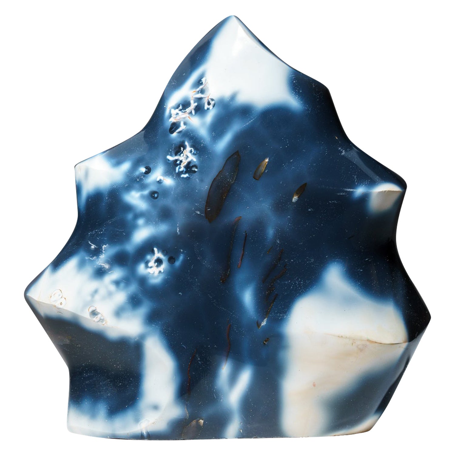 Genuine Polished Blue Chalcedony Orca Stone Flame Freeform (6 lbs) For Sale