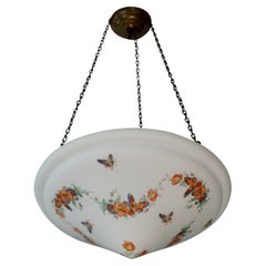 Art Deco Pendant Light with Floral Motifs and Butterflies