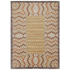 Rug & Kilim’s Aubusson Rug, Gold with Florals and Vibrant Chevrons