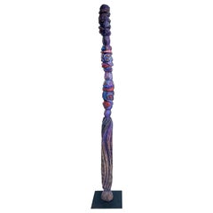Retro Tom Cramer Primitive American Folk Art Carved Figural Totem Sculpture 1994