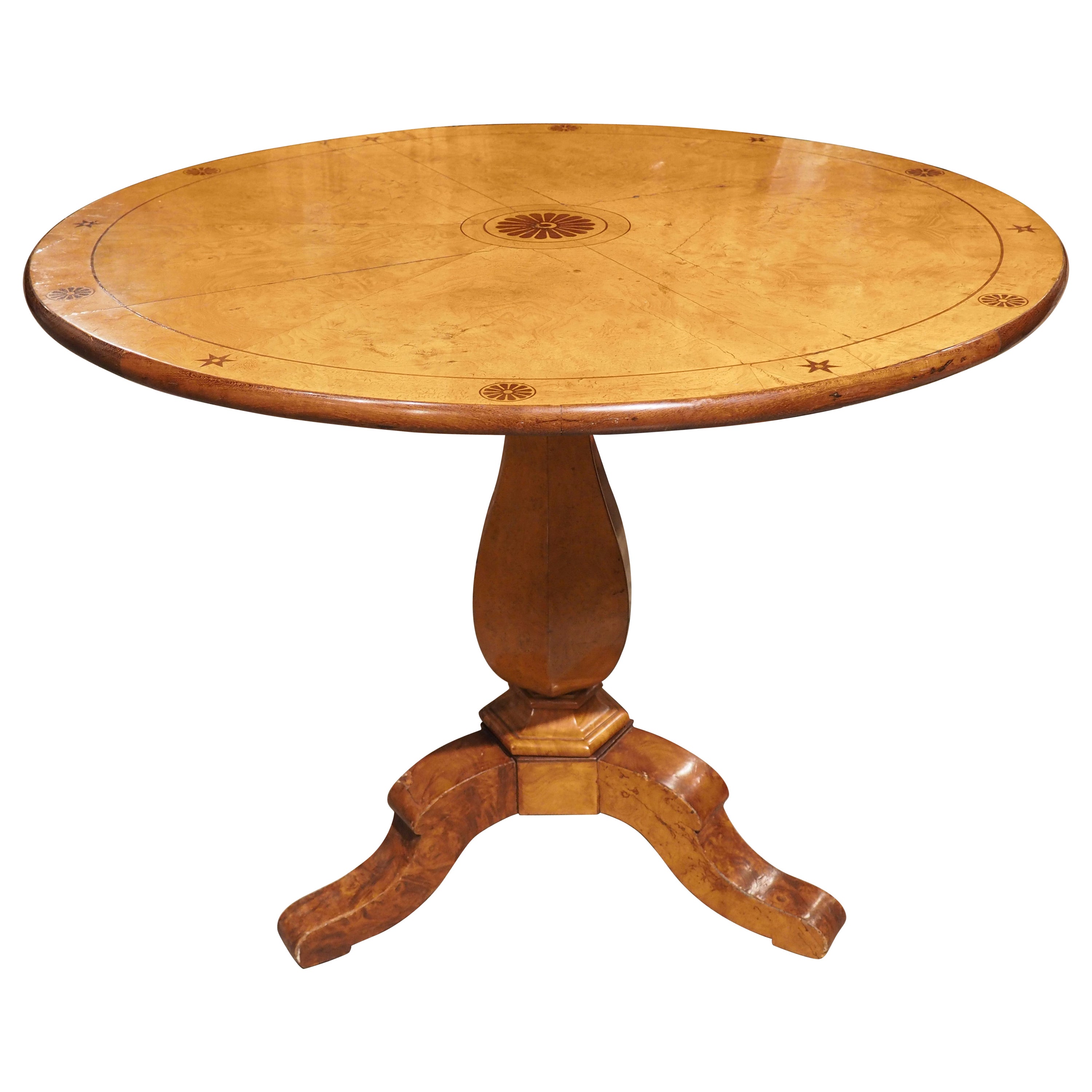 Circa 1830 Louis Philippe Tilt Top Burl Lemonwood Table from France