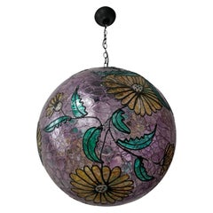 Pendentif globe en verre de Murano avec fleurs multicolores