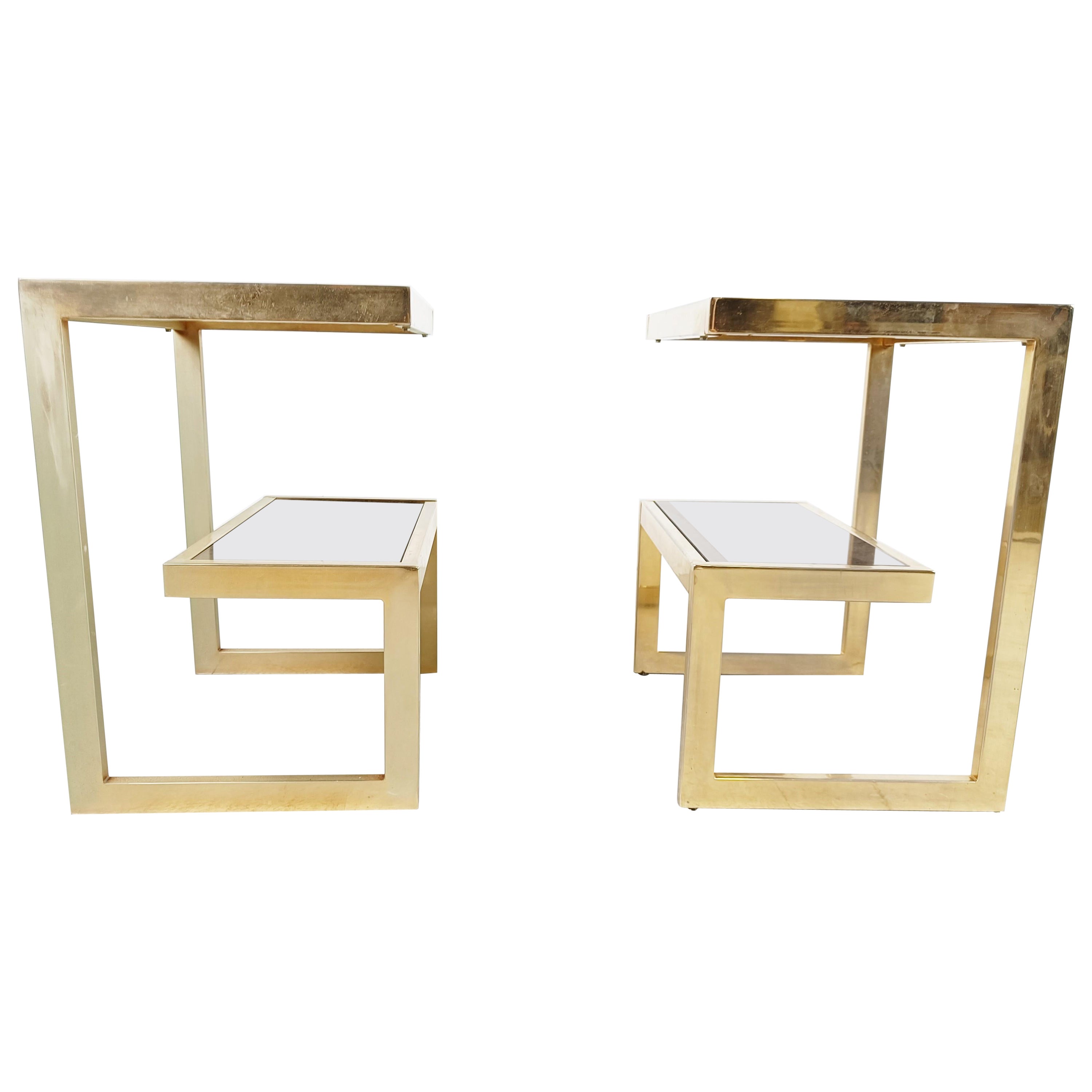 Golden G side tables by Belgochrom, set of two, 1970s