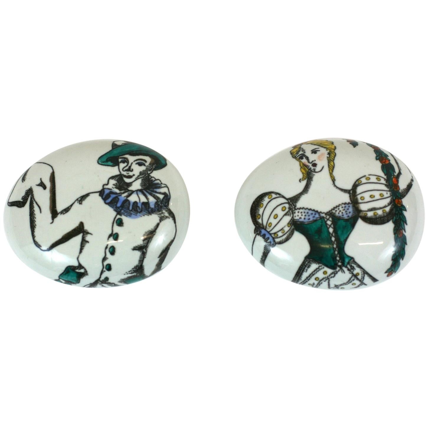 Fornasetti Commedia dell'Arte Paperweights For Sale