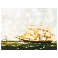Nautische maritime Seeschiff-Wandtafel aus feinem Porzellan von Wedgwood „Golden West“