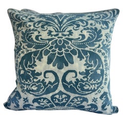 Vintage Pair of Unique Blue Caravaggio Fortuny Patterned Pillows 