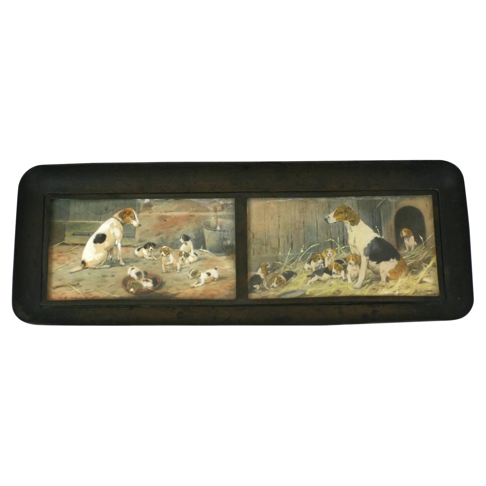 Early 20th Century Handpainted Bronze Pen Tray For Sale