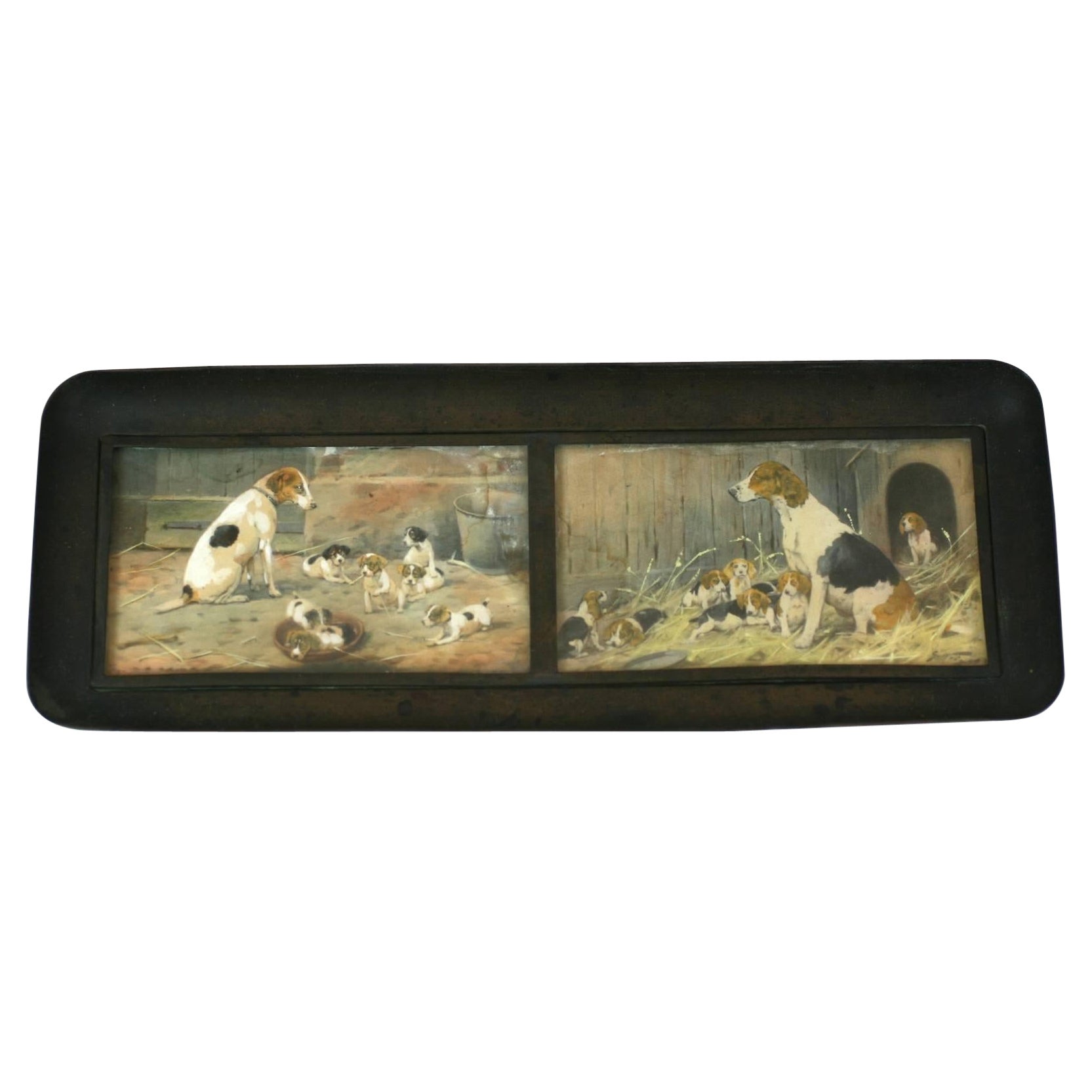 Early 20th Century Handpainted Bronze Pen Tray