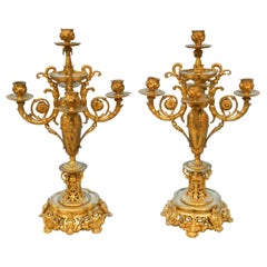 Pair Of Louis XV Style Ormolu Five-Light Candelabras, 20th Century