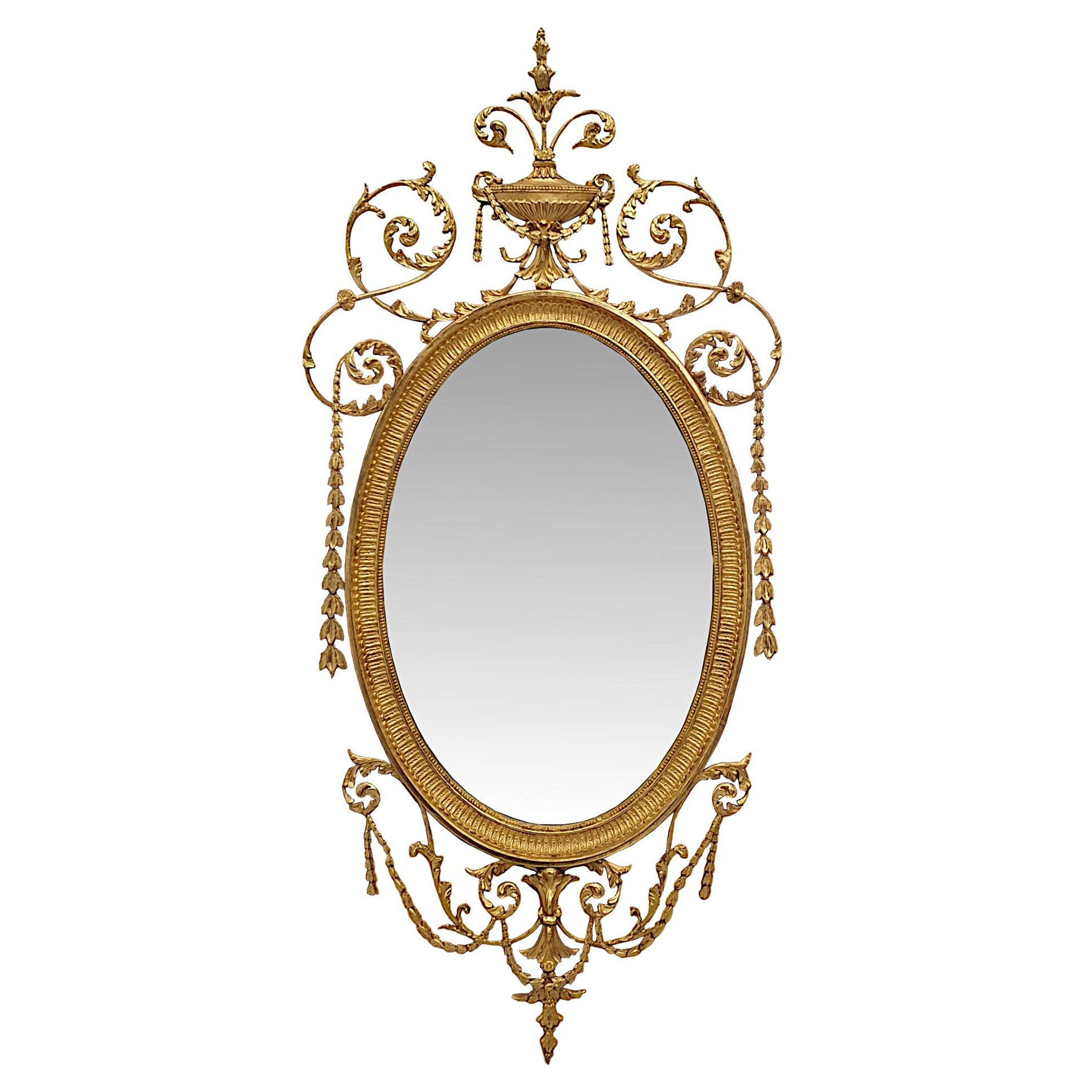  Ein sehr schöner und seltener Spiegel aus Gildenholz des späten 19. Jahrhunderts nach Adams  im Angebot