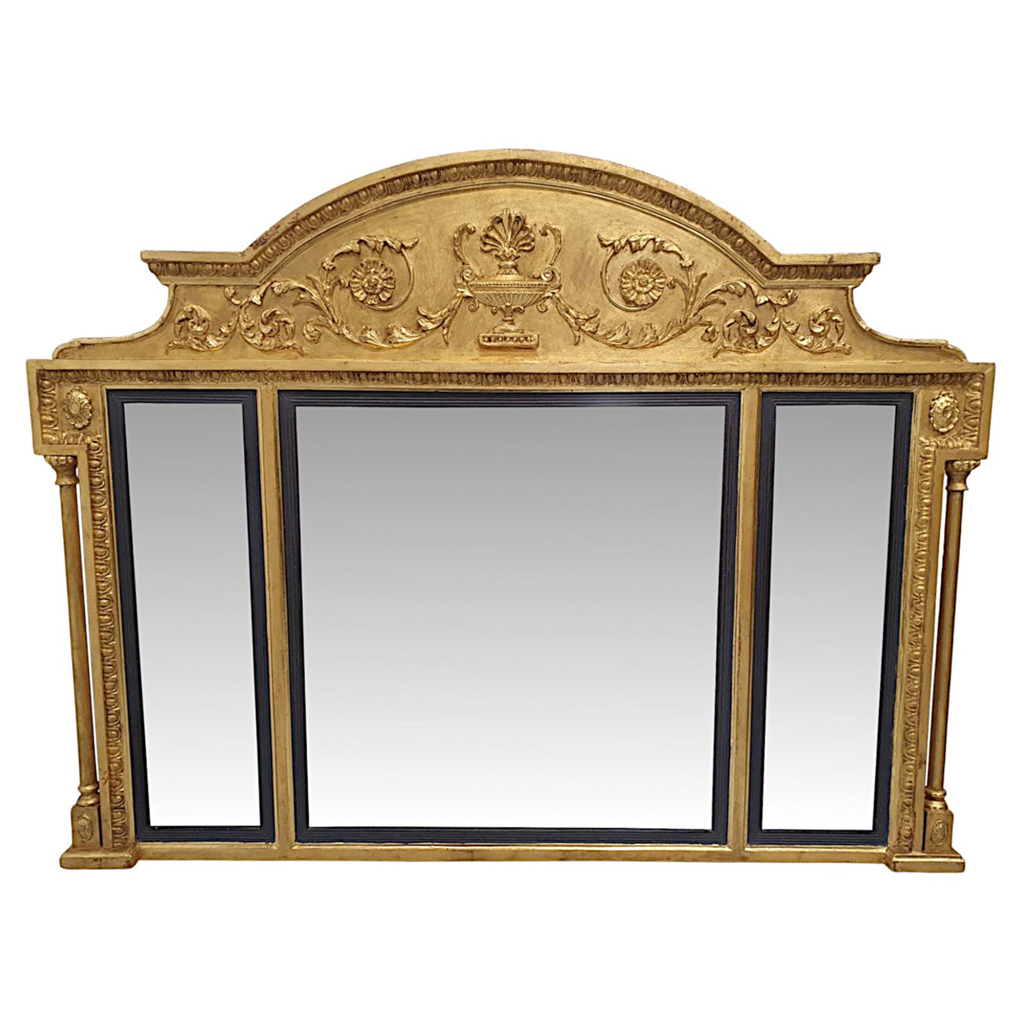 A Fabulous Late 19th Century Adams Design Giltwood Compartmental Mirror For Sale