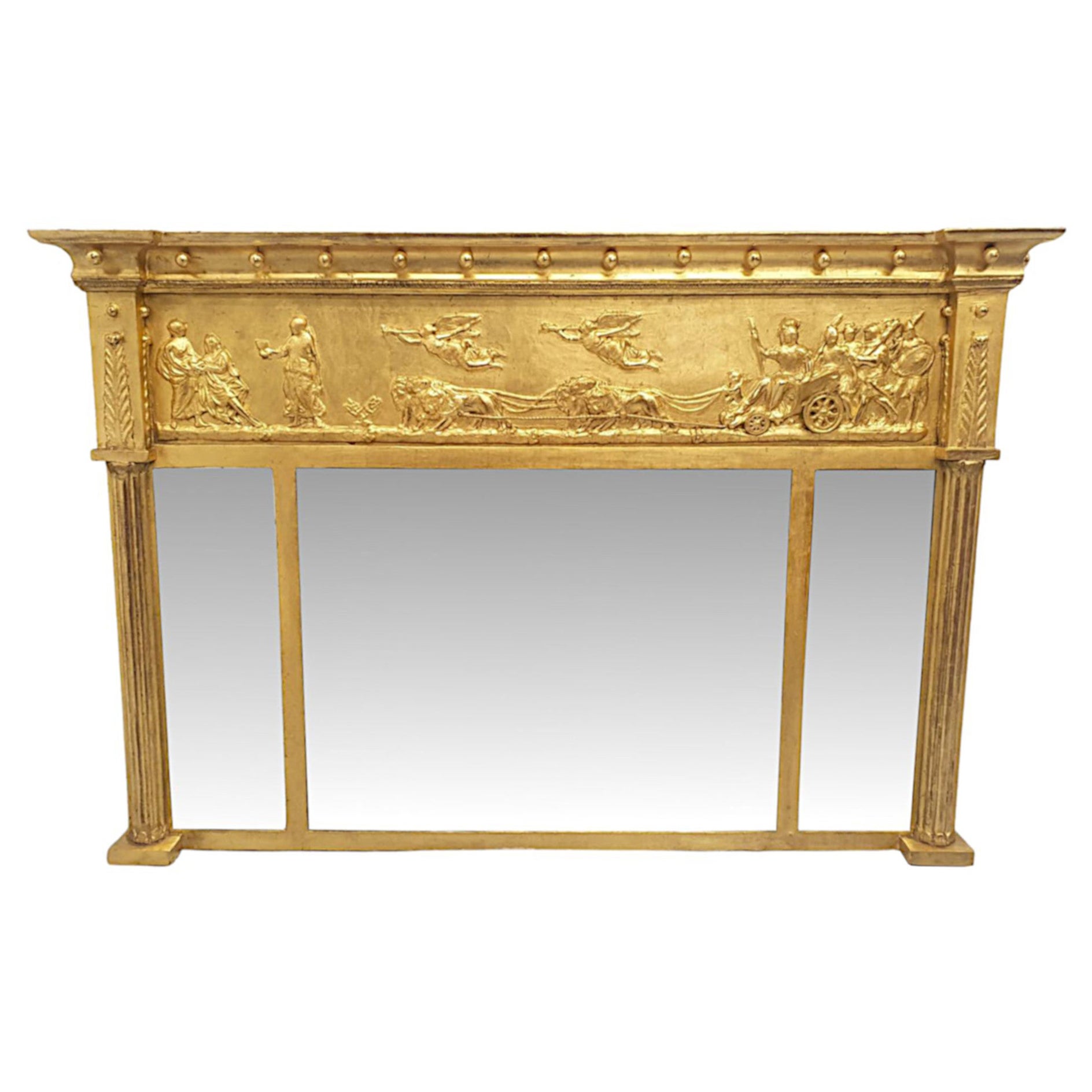 A Fabulous Irish 19th Century Giltwood Compartmental Mirror  For Sale