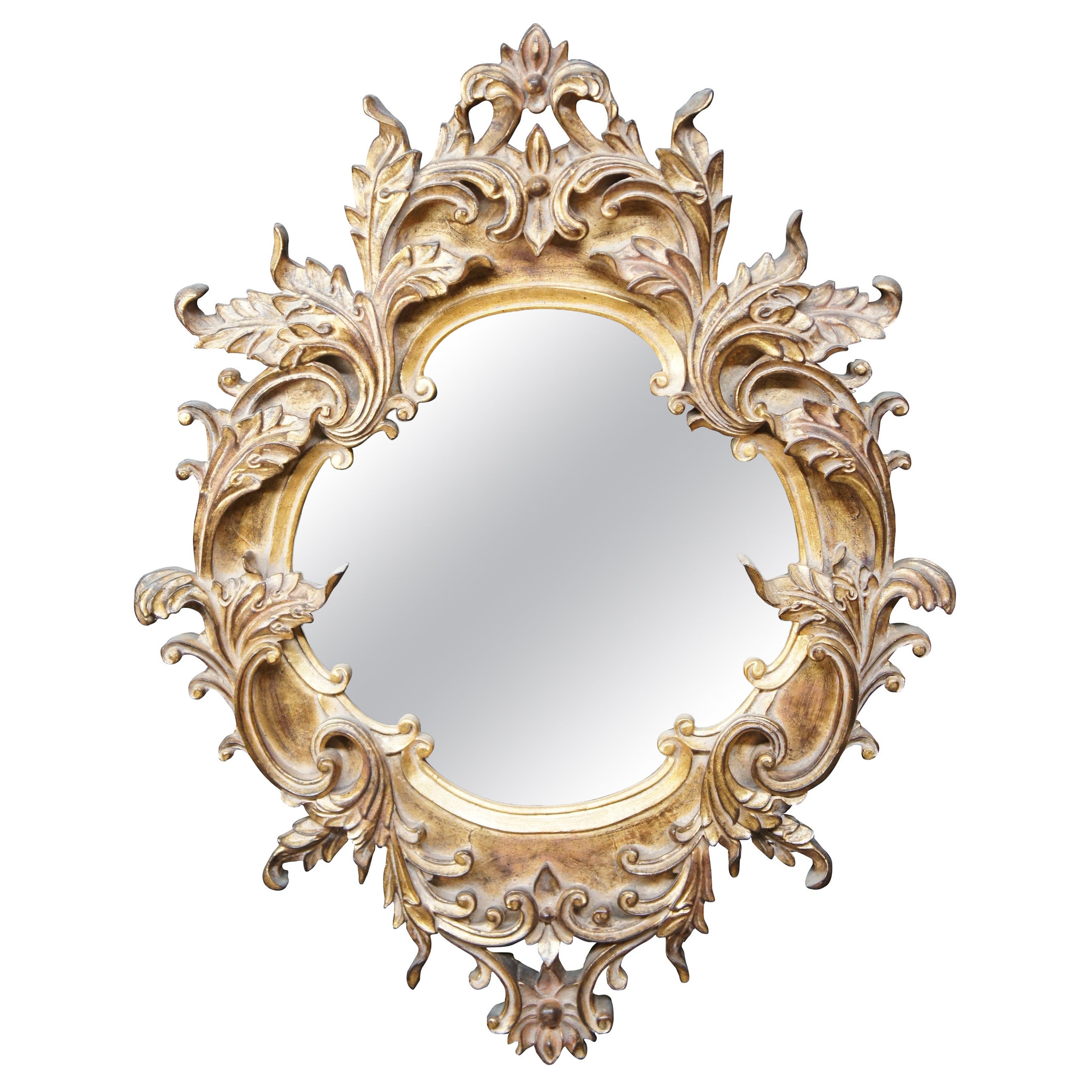 Raschella Collection Italian Regency Baroque Rococo Gold Gilt Wall Vanity Mirror For Sale