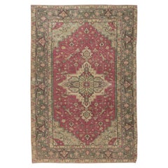 Tappeto turco unico fatto a mano, 7x10.8 Ft, Tappeto moderno con design a medaglione
