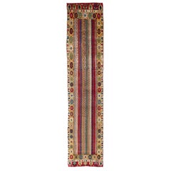 Vintage 3.2x14.4 Ft Handmade Runner Rug from Konya / Turkey. All Wool and Natural Dyes