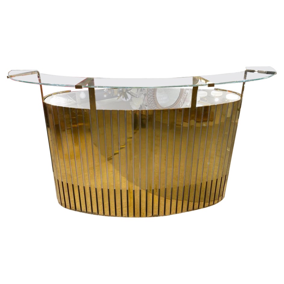 Cocktail Bar in Stainless Steel & Brass, circa 1970 For Sale